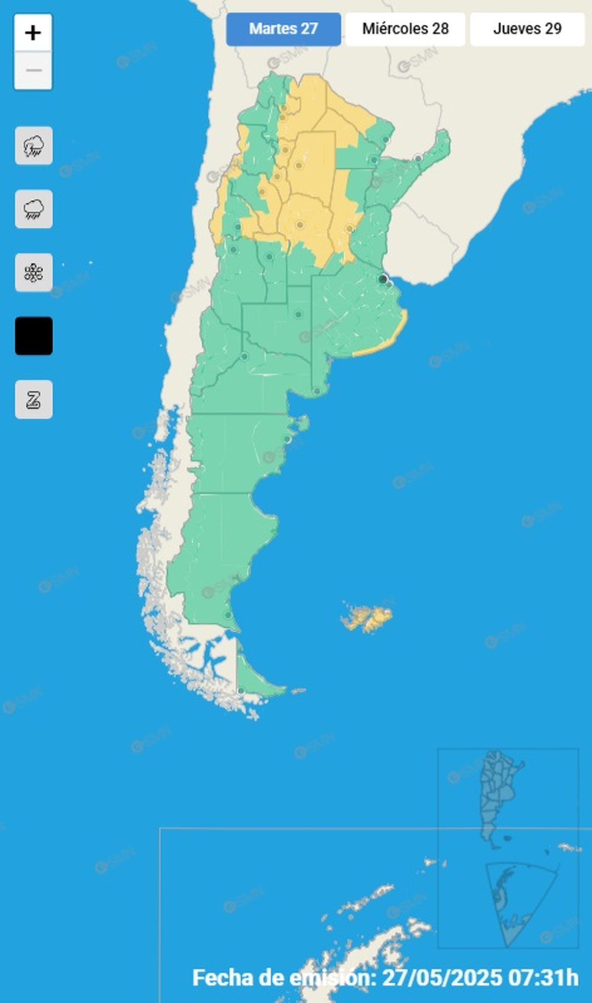 Estas son las provincias que se encuentran en alerta Estas son las provincias que se encuentran en alerta