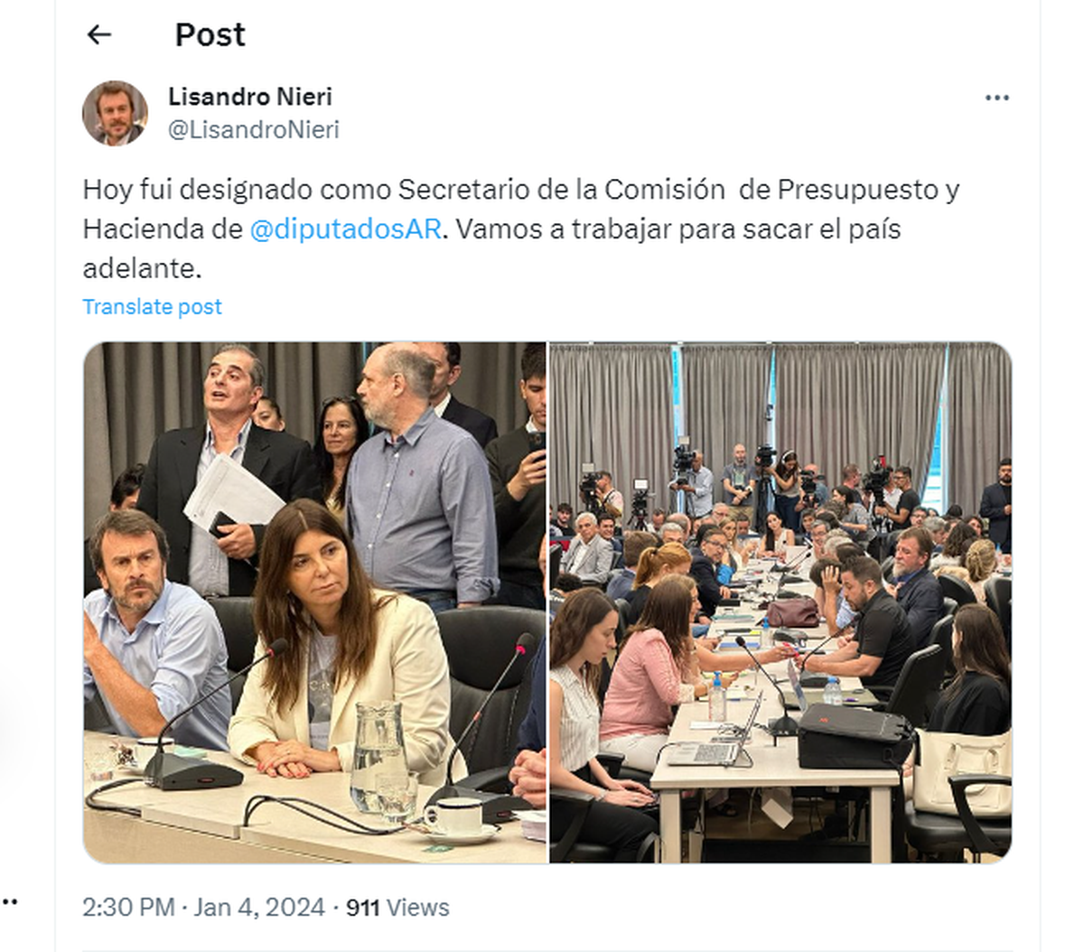 El mendocino Lisandro Nieri (UCR / JxC) es uno de los secretarios de la comisión que debate el proyecto de Ley Ómnibus de Milei. El mendocino Lisandro Nieri (UCR / JxC) es uno de los secretarios de la comisión que debate el proyecto de Ley Ómnibus de Milei.