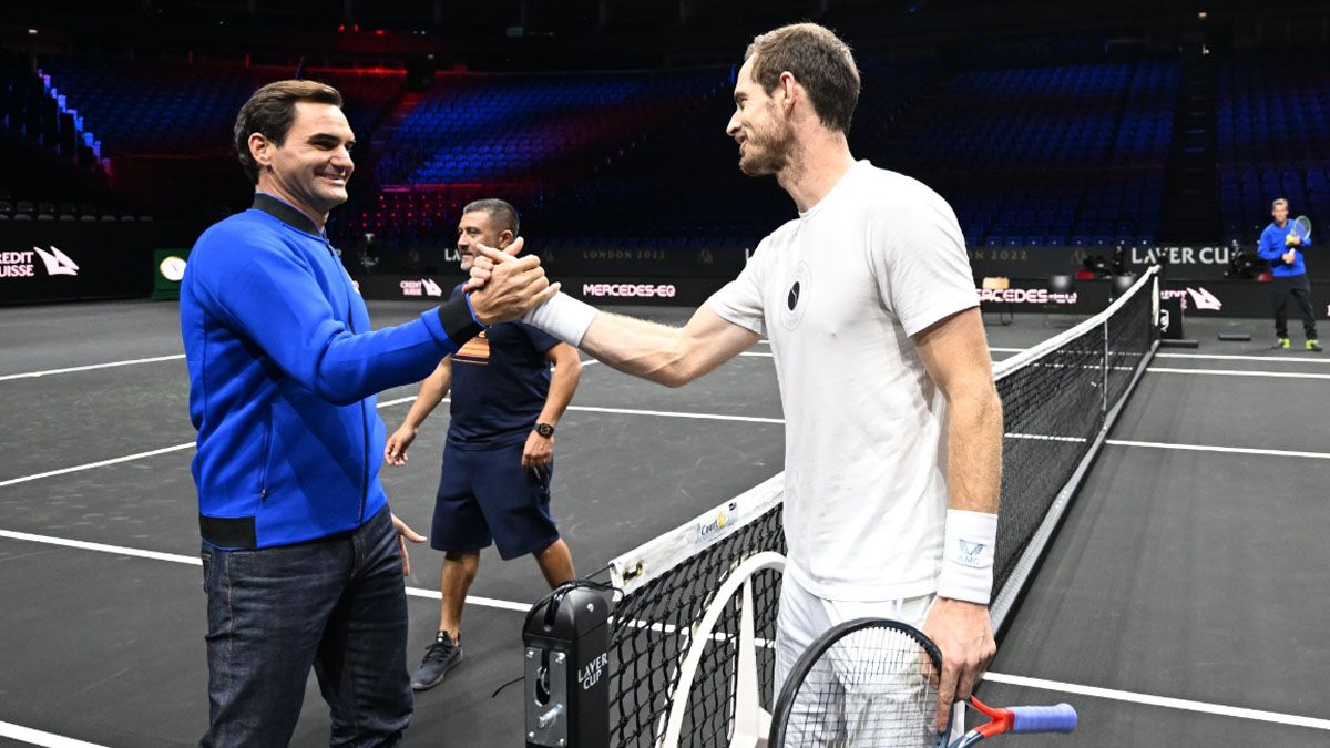 Roger recibió a Andy Murray, uno de los integrantes del equipo europeo
