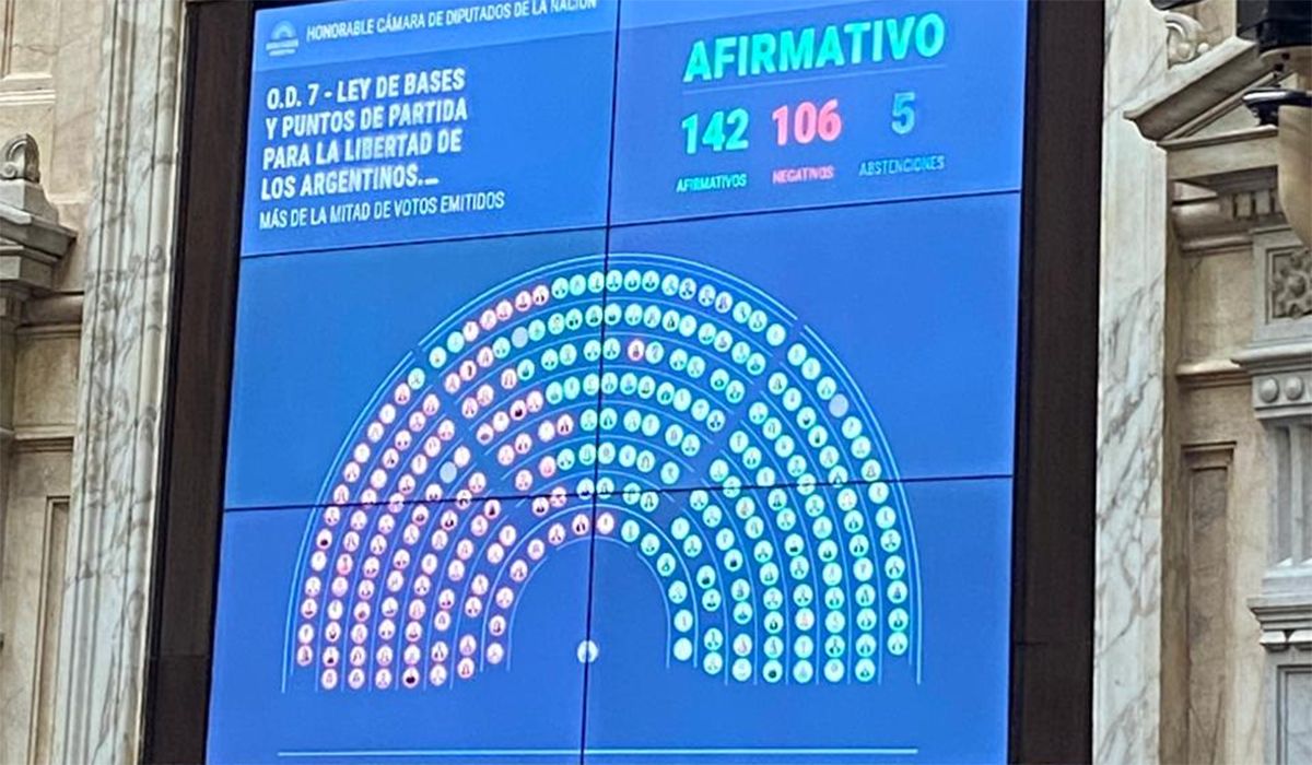 La votación de la Ley Bases en general en la Cámara de Diputados del Congreso de la Nación. La votación de la Ley Bases en general en la Cámara de Diputados del Congreso de la Nación.
