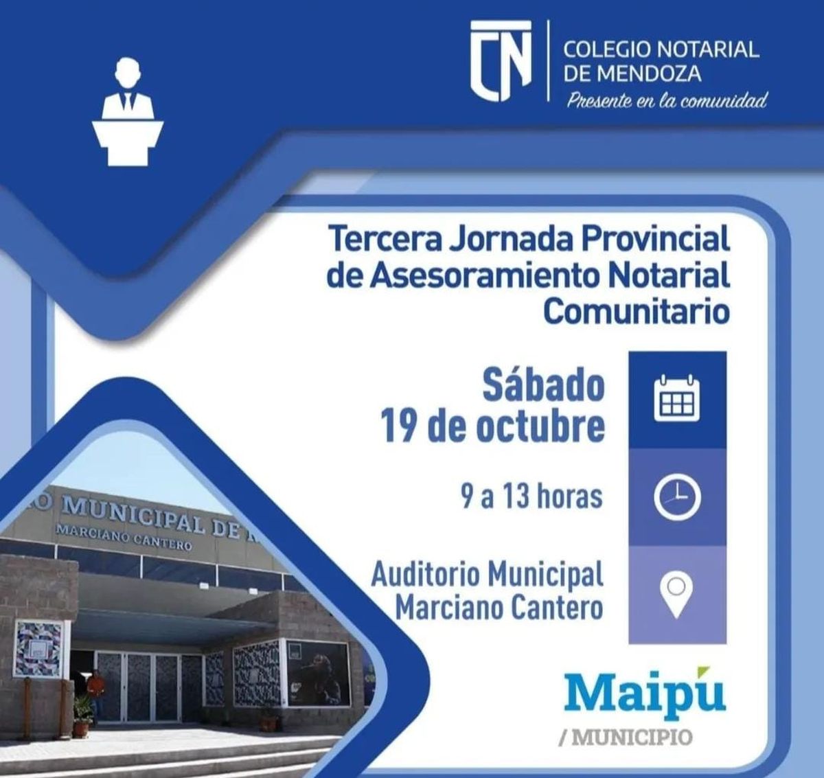 La Municipalidad de Maipú invita a una actividad en la que escribanos asesorarán de forma gratuita. La Municipalidad de Maipú invita a una actividad en la que escribanos asesorarán de forma gratuita.