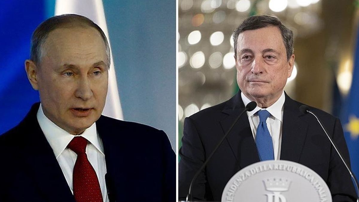 Vladimir Putin y Mario Draghi.