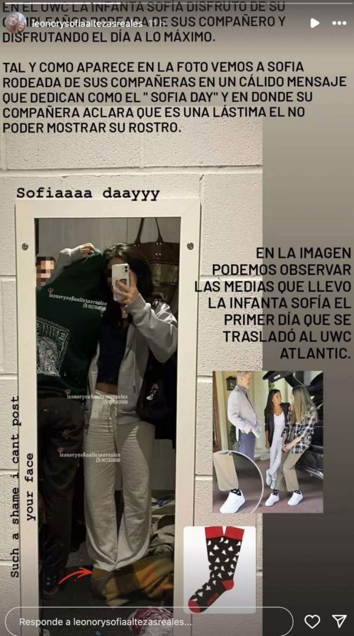 La publicación sobre la Infanta Sofía que apareció en redes sociales. La publicación sobre la Infanta Sofía que apareció en redes sociales.