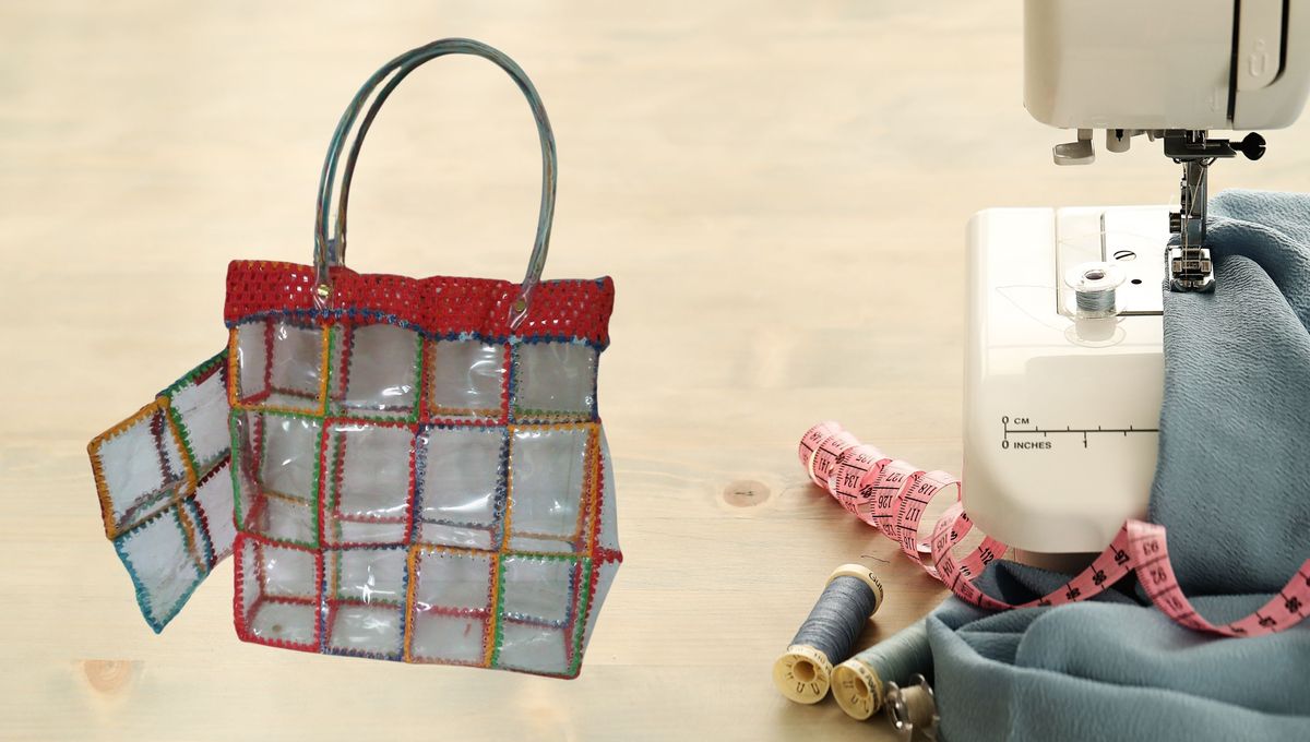 Con un truco DIY: cómo coser un bolso muy canchero usando botellas de plástico