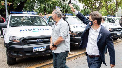 Kicillof y el  ministro de Seguridad, Sergio Berni.