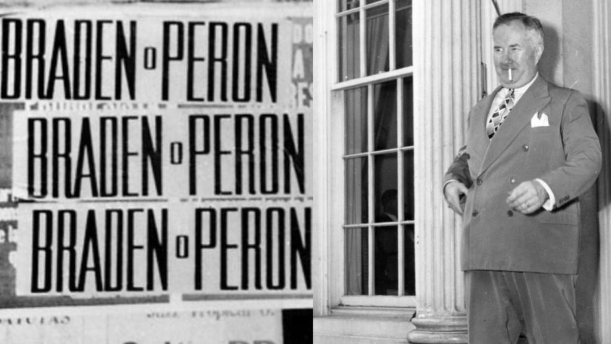 Ingeniero en minas y embajador Braden, en medio de la campaña electoral de 1946.