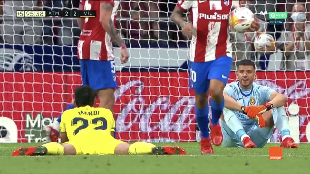 La desaz&oacute;n de Ger&oacute;nimo Rulli tras el gol del empate para el Atl&eacute;tico Madrid.