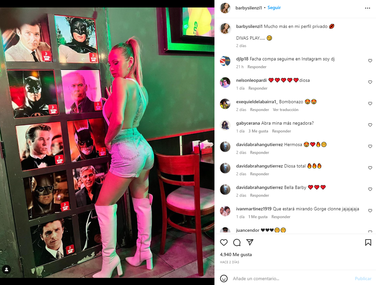 La publicación de Barby Silenzi para Divas Play.