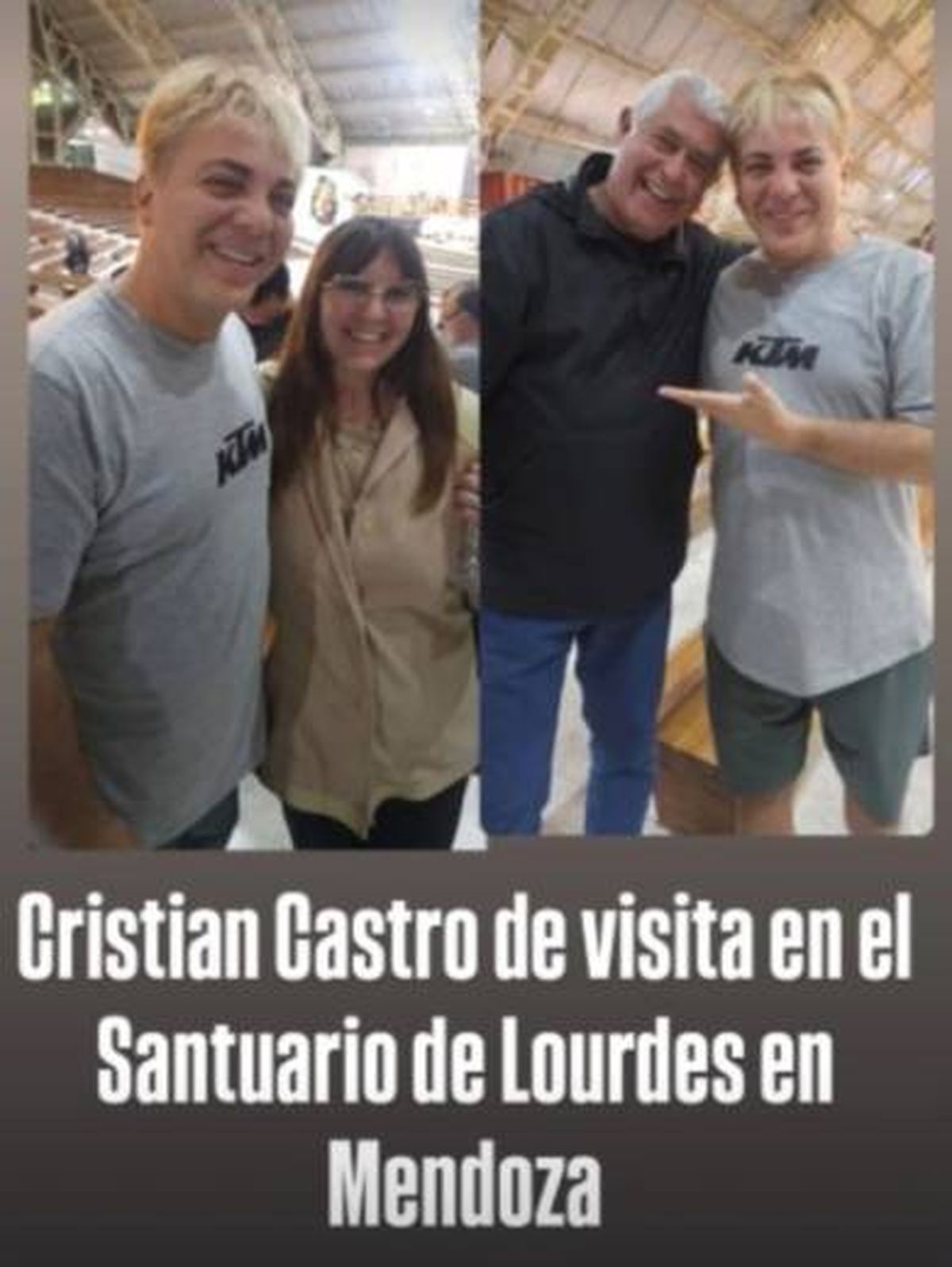 Varios mendocinos compartieron en sus redes la foto de Cristian Castro en la iglesia de El Challao.