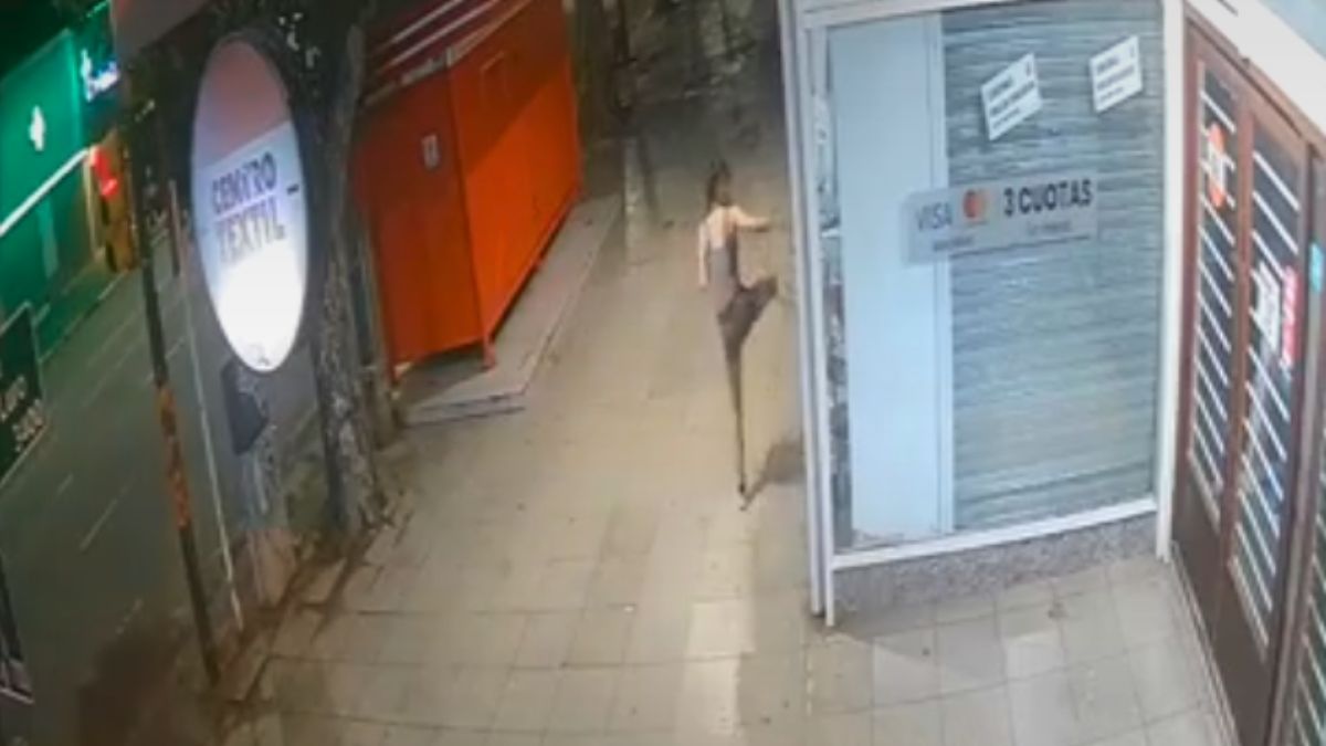 La mujer fue filmada cuando rompió la vidriera y casi muere.