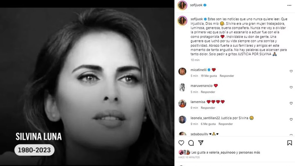 El posteo de Sofía Jujuy Jiménez por la muerte de Silvina Luna. El posteo de Sofía Jujuy Jiménez por la muerte de Silvina Luna.