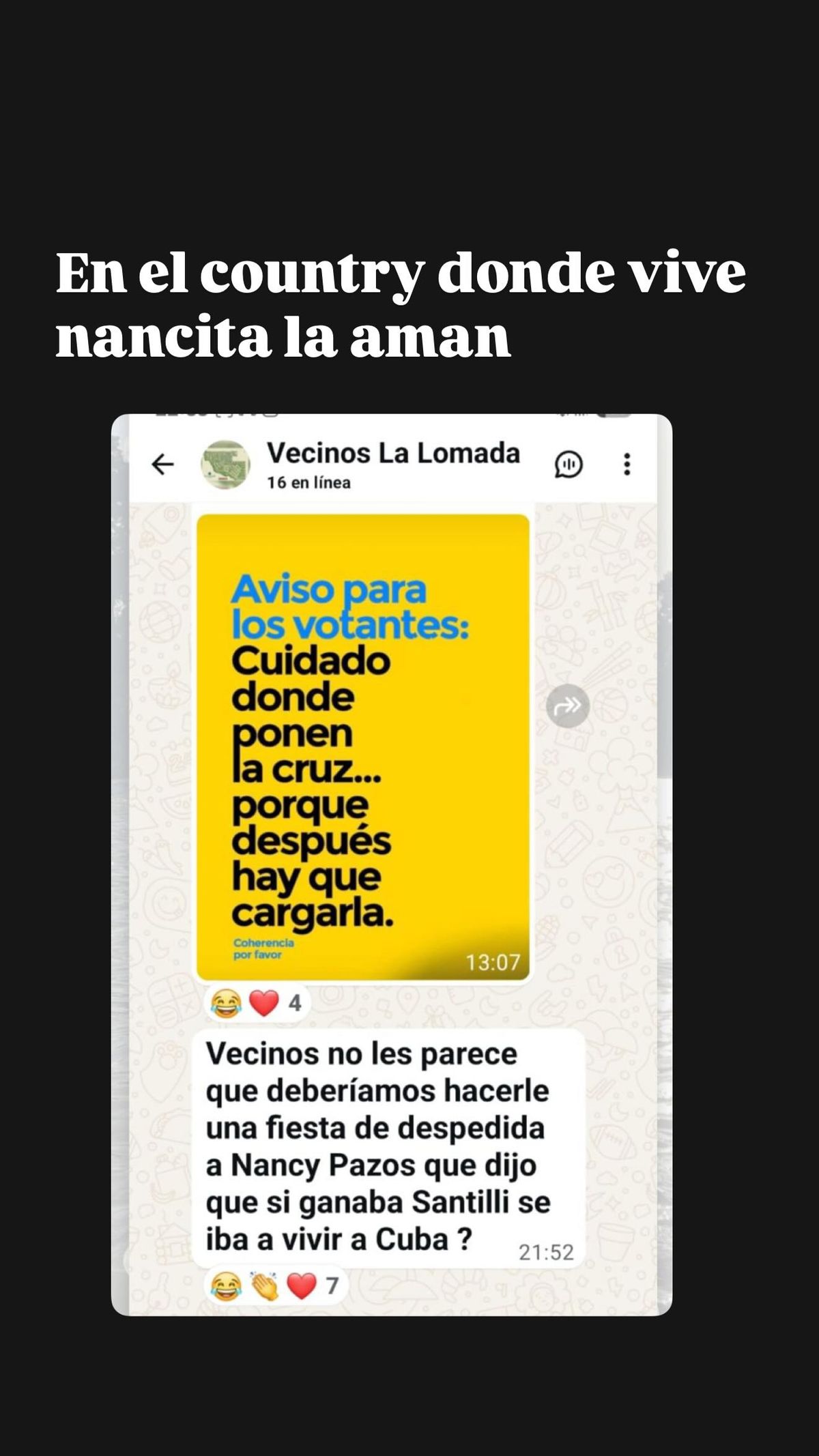 Yanina Latorre mostró el chat privado de los vecinos de Nancy Pazos y la prendió fuego. Yanina Latorre mostró el chat privado de los vecinos de Nancy Pazos y la prendió fuego.