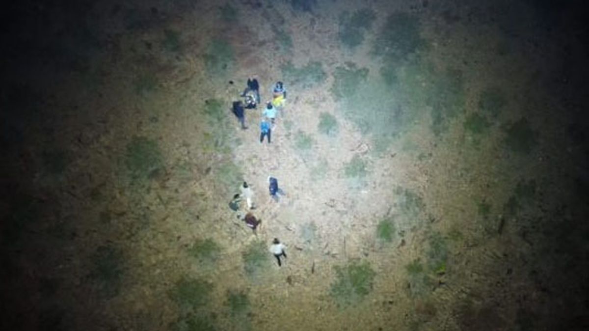 Los turistas perdidos en Los Reyunos fueron auxiliados por los drones de la Policía. Foto: Ministerio de Seguridad