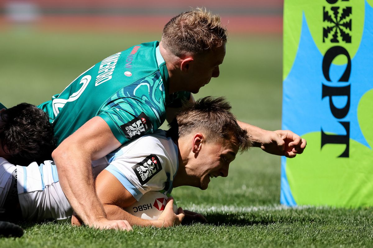 Toto Mare marcó el primer try de Los Pumas 7s en Ciudad del Cabo. Toto Mare marcó el primer try de Los Pumas 7s en Ciudad del Cabo.
