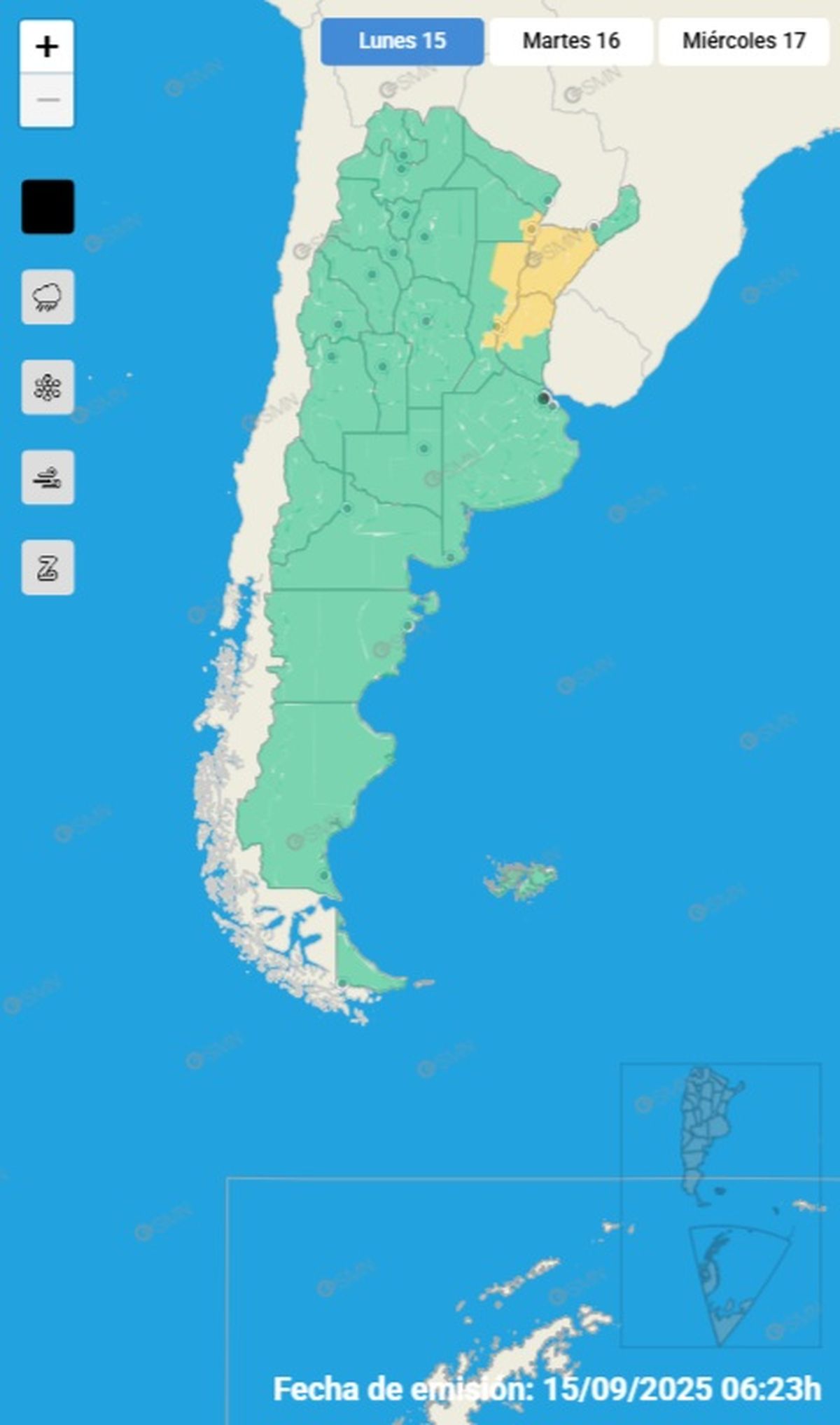 Estas son las provincias afectadas este martes Estas son las provincias afectadas este martes