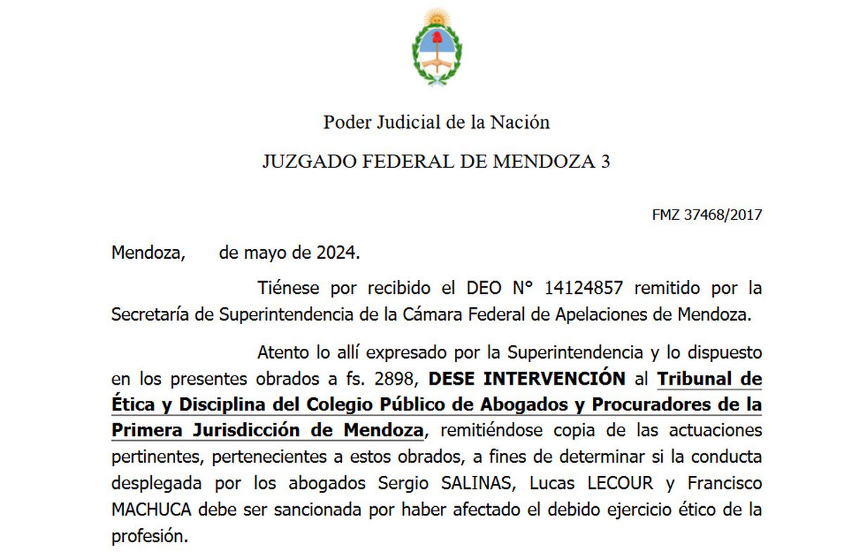 La decisión de la Justicia Federal sobre los tres abogados de la ONG Xumek que intervino en el caso Garrido y Baigorria. La decisión de la Justicia Federal sobre los tres abogados de la ONG Xumek que intervino en el caso Garrido y Baigorria.