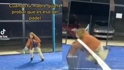 Viral de Tiktok. Una mujer se llevó el golpe de su vida intentando jugar al Pádel.
