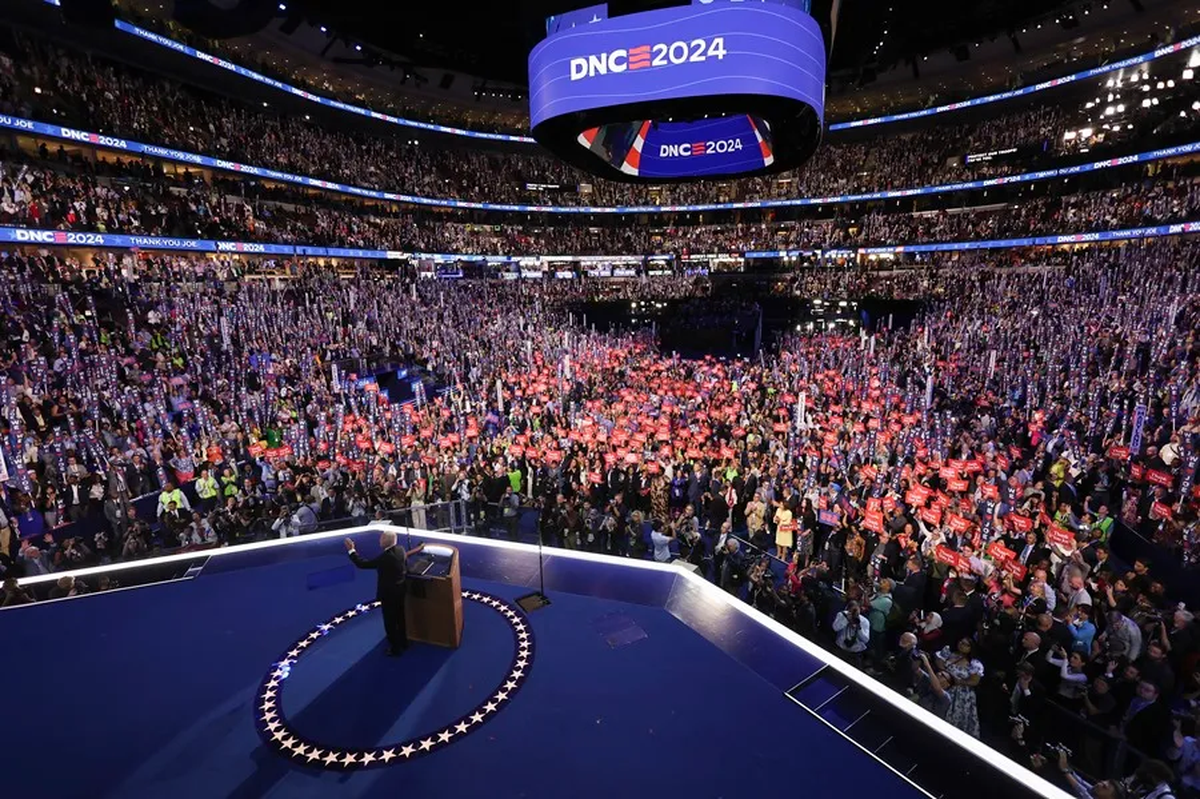 La convención demócrata, dónde se presentó a la candidata Kamala Harris, se extenderá hasta el jueves y tiene como escenario la ciudad de Chicago, elegida por ser un bastión demócrata. Crédito: EFE.