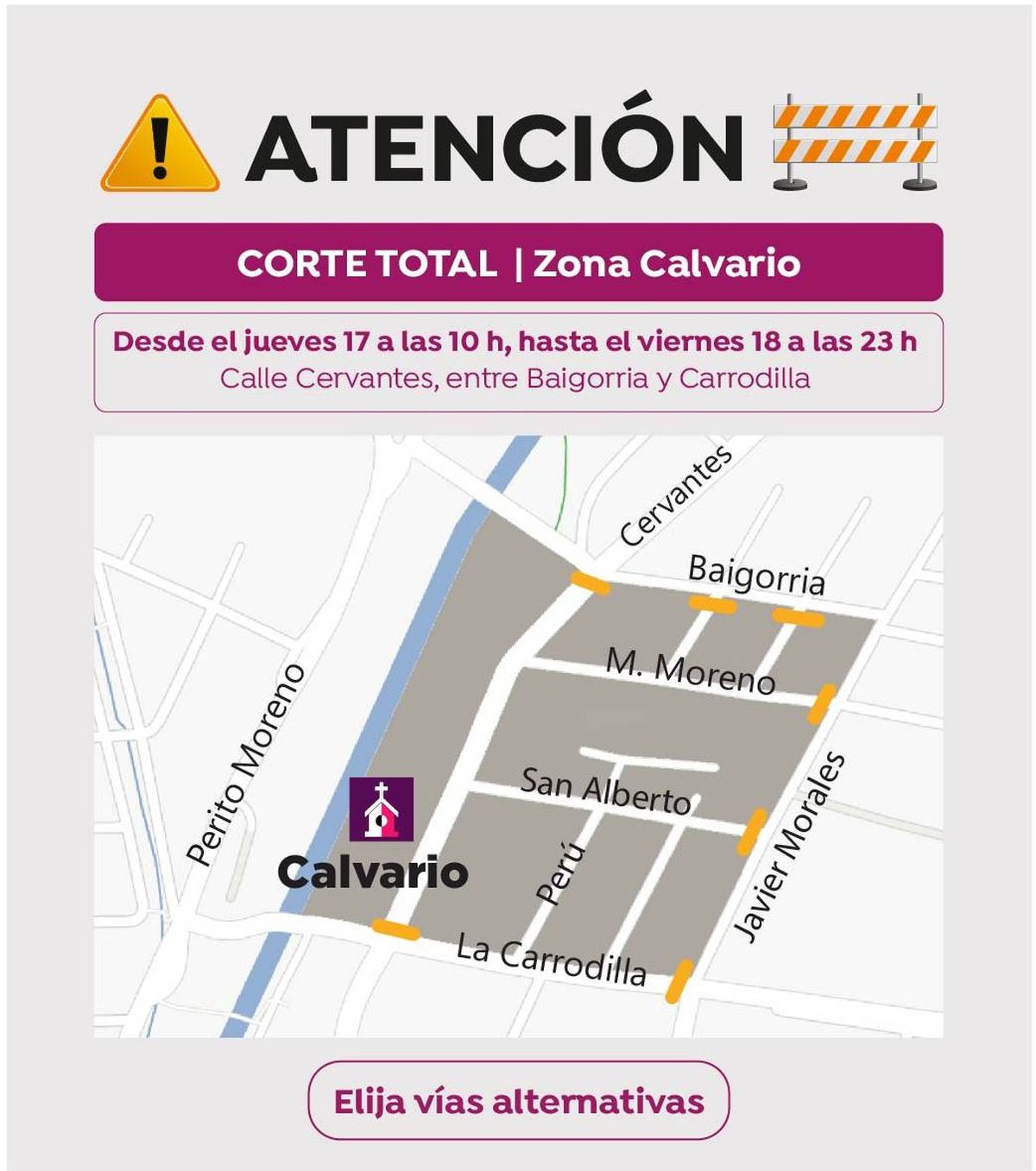 En la zona del Calvario hay cortes de calles y desvíos en el tránsito durante este Jueves y Viernes Santo. En la zona del Calvario hay cortes de calles y desvíos en el tránsito durante este Jueves y Viernes Santo.