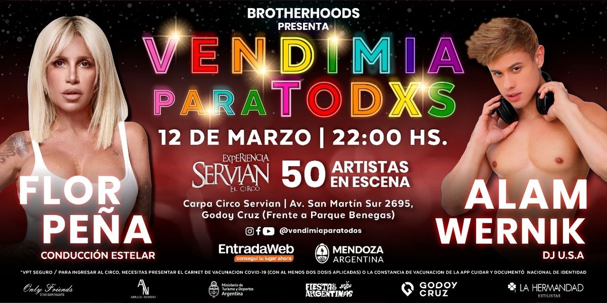 Vendimia para Todxs se hace el 12 de marzo en la mega carpa del circo Servian.
