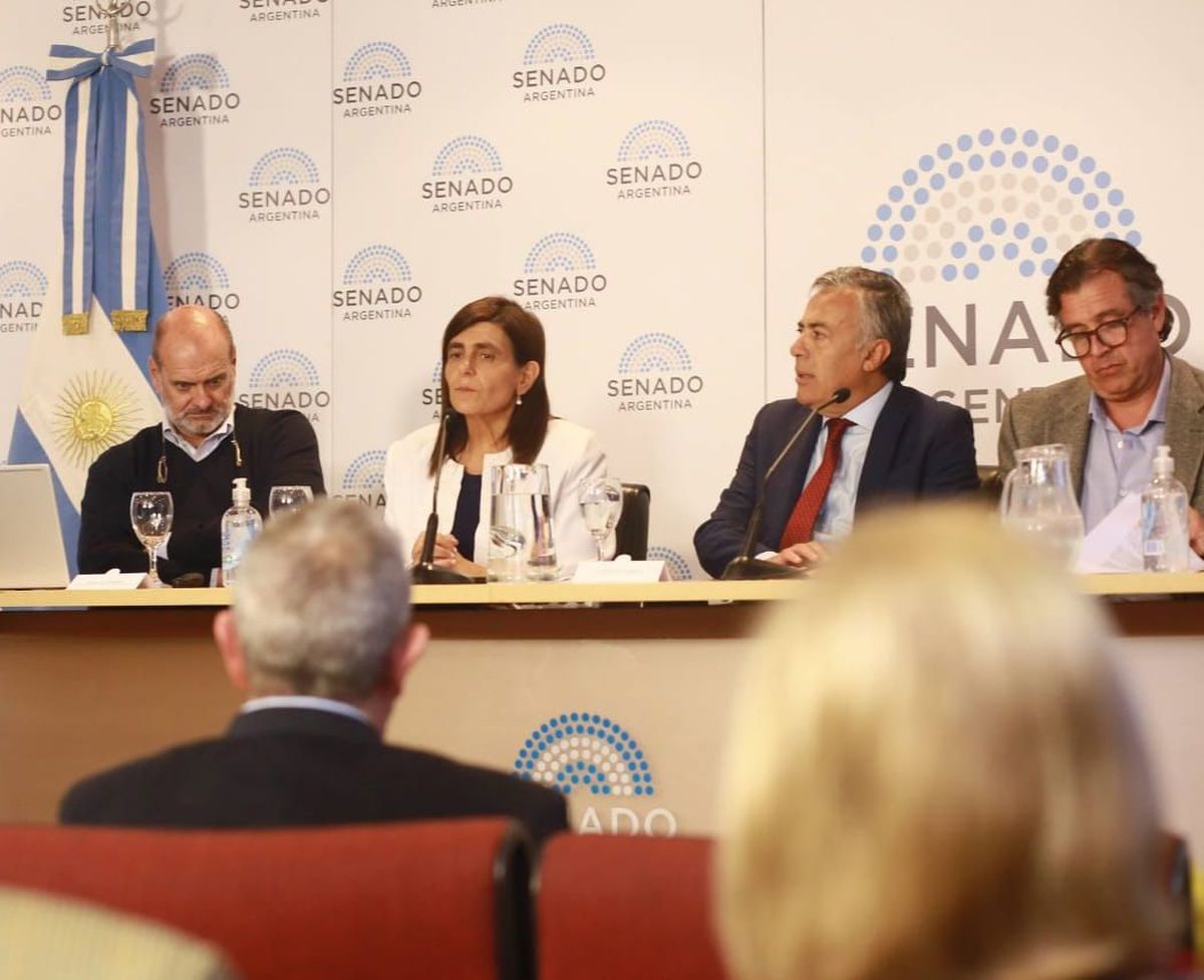 Alan Clutterbuck, Mariana Juri, Alfredo Cornejo y Víctor Ibañez cuando se presentó el proyecto de Boleta Única en el Senado en 2022. Alan Clutterbuck, Mariana Juri, Alfredo Cornejo y Víctor Ibañez cuando se presentó el proyecto de Boleta Única en el Senado en 2022.