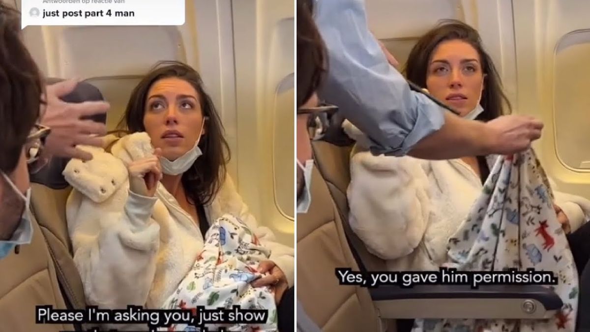 ¿Qué era? Video: subió a un avión con un supuesto bebé pero era otra cosa.