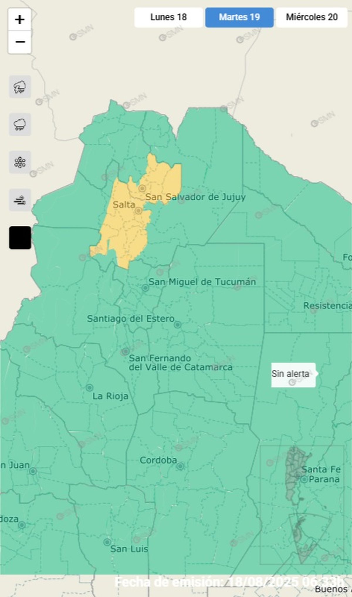 Estas son las dos provincias en alerta este lunes Estas son las dos provincias en alerta este lunes