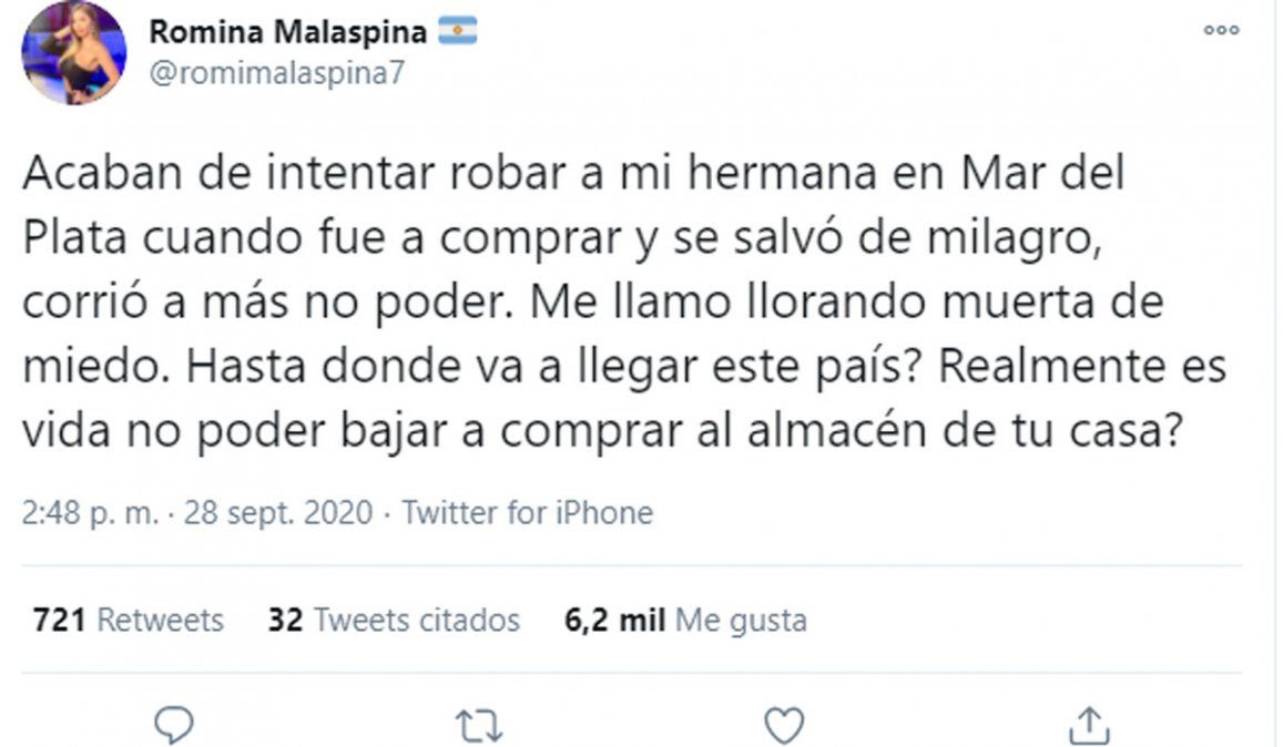 El enojo de Romina Malaspina: su hermana se salvó de milagro