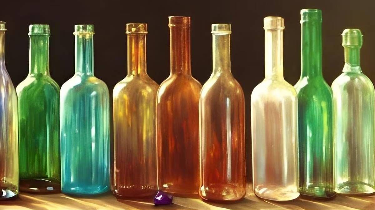  Botellas de vidrio de colores (tamaño grande de