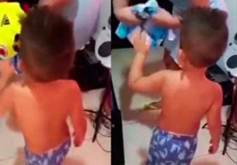 Niño colombiano rechaza la camiseta amarilla y quiere ser argentino
