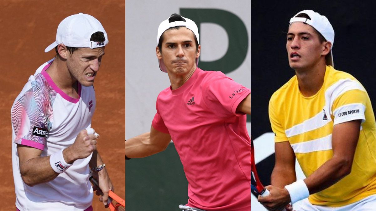 Diego Schwartzman, Federico Coria y Sebastián Báez, los representantes argentinos en Estoril 2022.