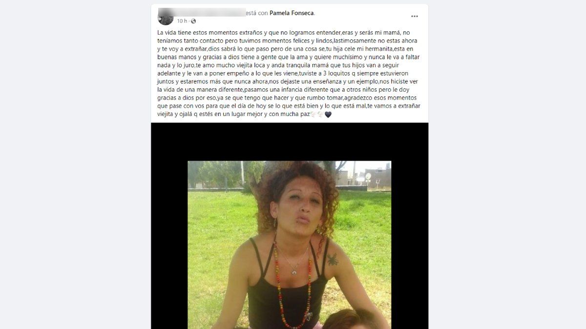 El posteo que realizó el hijo de la mujer fallecida en San Rafael.