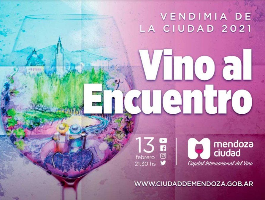 Vino al encuentro se llamará la fiesta de la Vendimia y se transmitirá en simultáneo por las redes institucionales de la Ciudad de Mendoza el 13 de febrero.