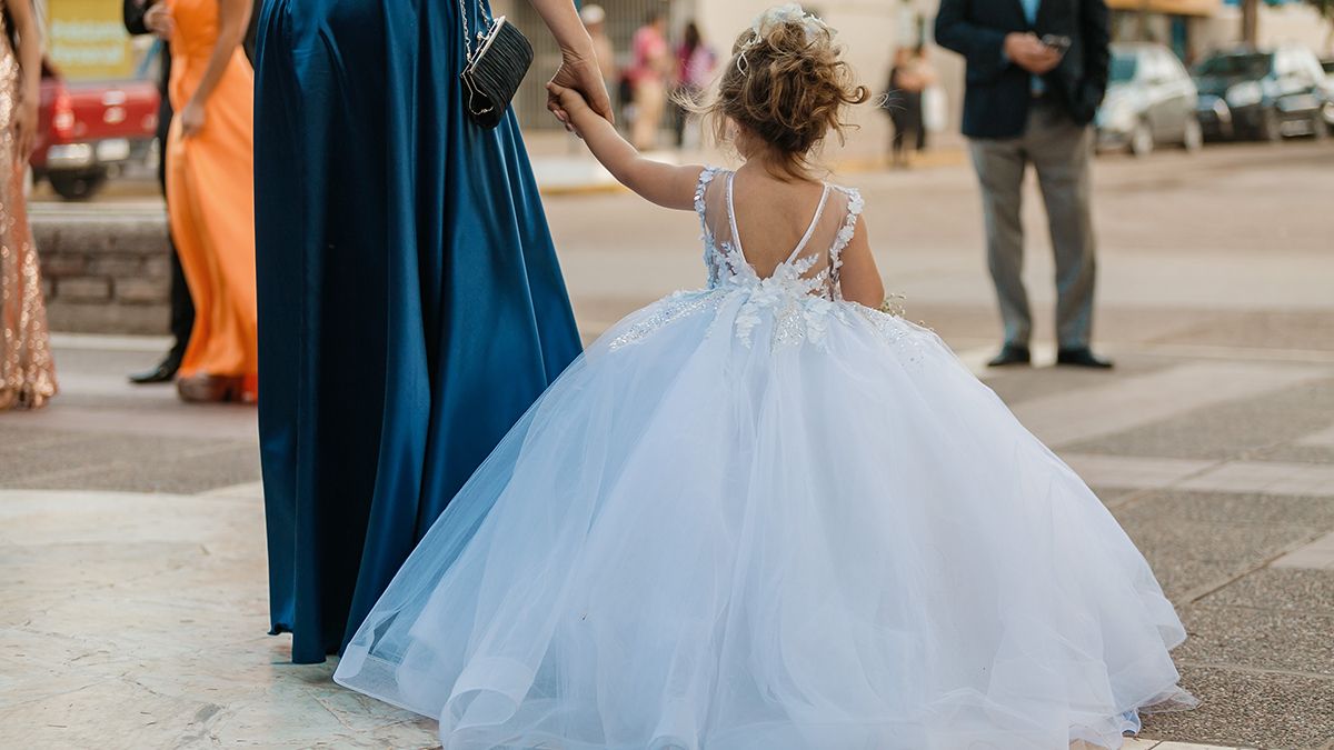 Francesca en su vestido exclusivo de Lorena Berti, su abuela.