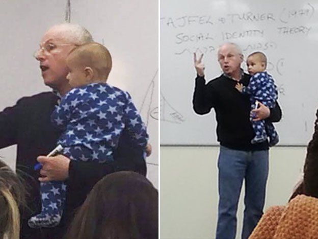 Viral del día: profesor da clases sujetando el bebé de una alumna
