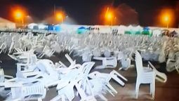 La tormenta se hizo sentir sobre el predio Juan Domingo Perón, escenario de la Fiesta de la Vendimia de La Paz. Foto gentileza de Gabriela Sosa.
