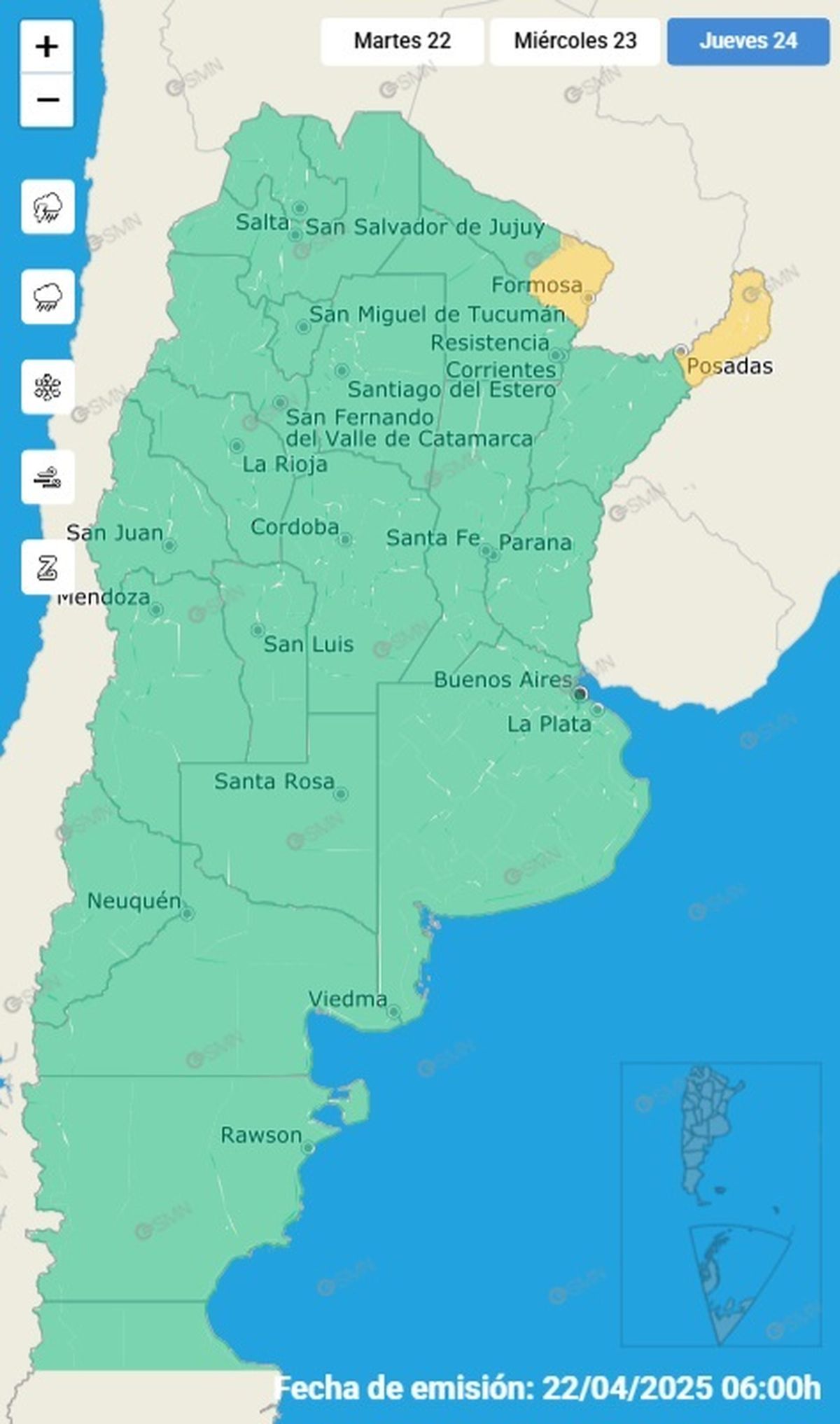 Estas dos provincias se encunetran en alerta Estas dos provincias se encunetran en alerta