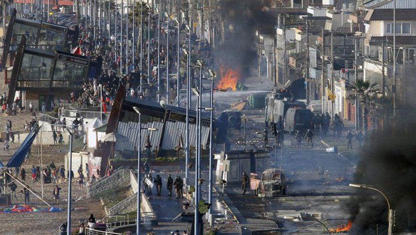Destrozos en Reñaca tras una manifestación que terminó en represión