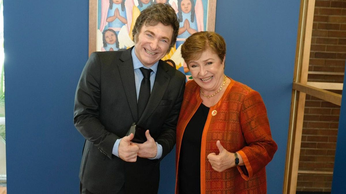 Kristalina Georgieva con Javier Milei. Kristalina Georgieva con Javier Milei.