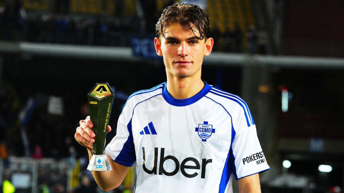 Nicolás Paz fue el MVP del partido entre el Como y el Lecce. Nico abrió el marcador para el 3-0 final.