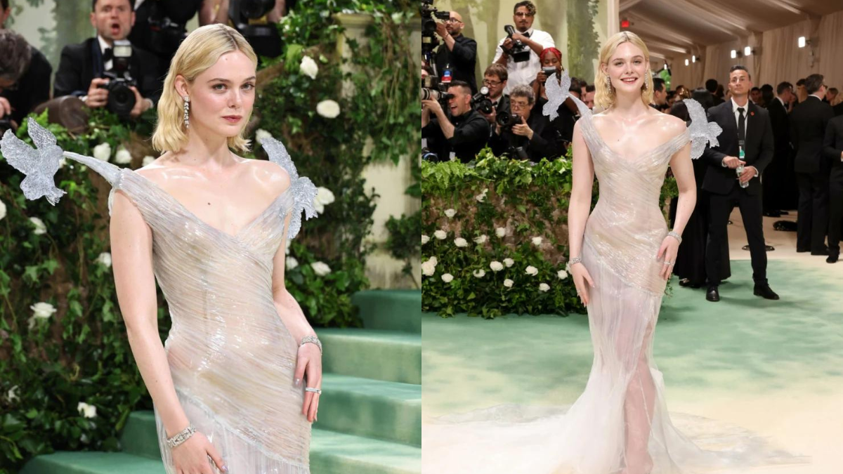 Elle Fanning lució el vestido más icónico de la Met Gala. Elle Fanning lució el vestido más icónico de la Met Gala.
