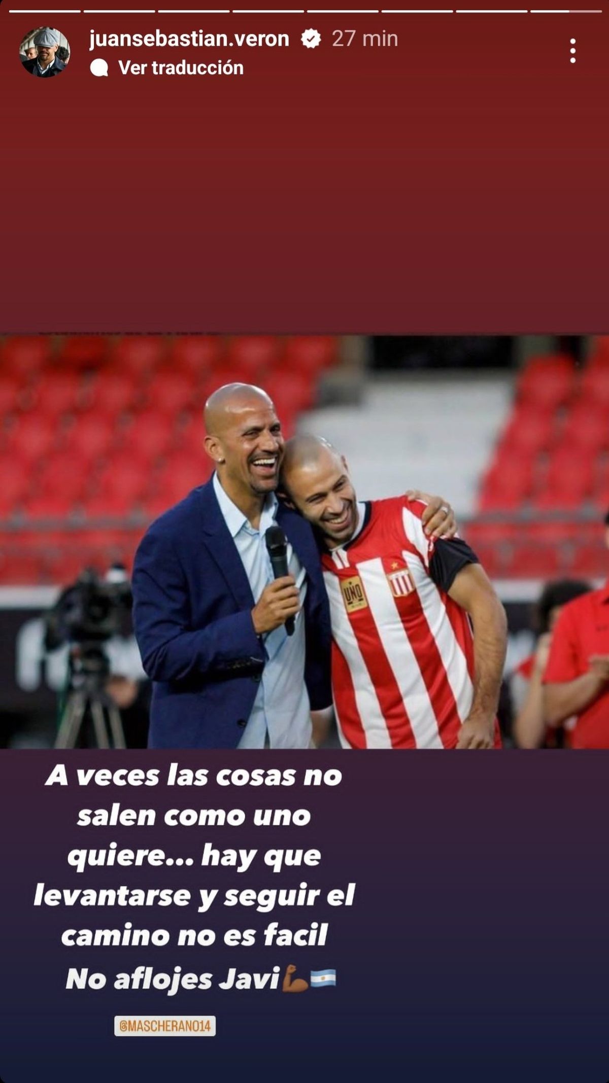 Verón fue otro que respaldó a Javier Mascherano 