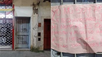 Le balearon la casa y puso un cartel para avisar que se equivocaron: 