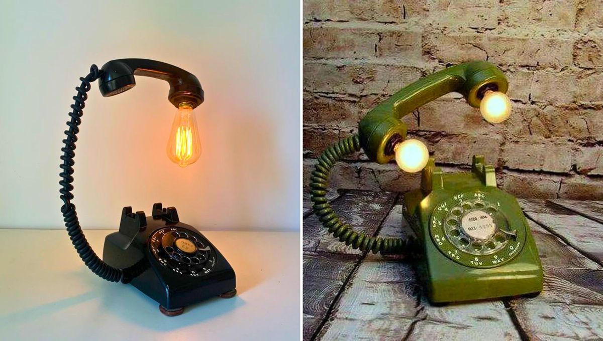 Con un poco de creatividad y con algunos materiales, podrás convertir el viejo teléfono del abuelo en una maravillosa lámpara. Es una idea sencilla y que no te hará gastar dinero de más Con un poco de creatividad y con algunos materiales, podrás convertir el viejo teléfono del abuelo en una maravillosa lámpara. Es una idea sencilla y que no te hará gastar dinero de más