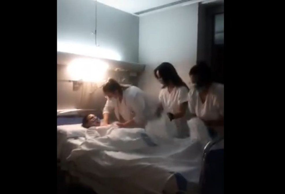 Mal gusto. Un video muestra como enfermeras se burlan de los muertos por el Covid-19.