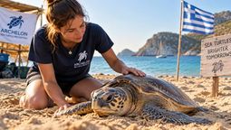 En Grecia, buscan voluntarios para cuidar tortugas marinas. Imagen IA.&nbsp;