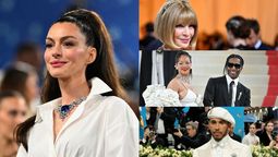 Anne Hathaway, Anna Wintour, Rihanna, A$AP Rocky y Lewis Hamilton, en diferentes ediciones de Met Gala.