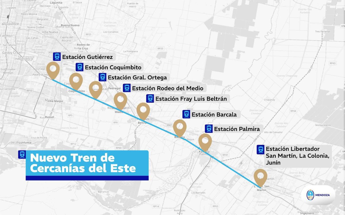La obra del Tren de Cercanías del Este prevé 8 estaciones de Junín a Maipú. La obra del Tren de Cercanías del Este prevé 8 estaciones de Junín a Maipú.