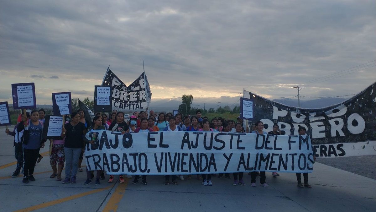 Uno de los cuatro cortes que el Polo Obrero hizo en Mendoza.