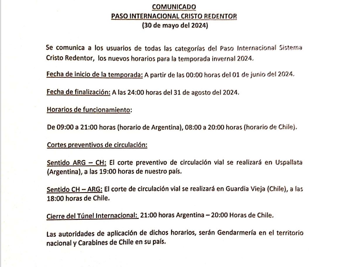 Comunicado del coordinador argentino del Paso Cristo Redentor, Justo José Báscolo. Comunicado del coordinador argentino del Paso Cristo Redentor, Justo José Báscolo.
